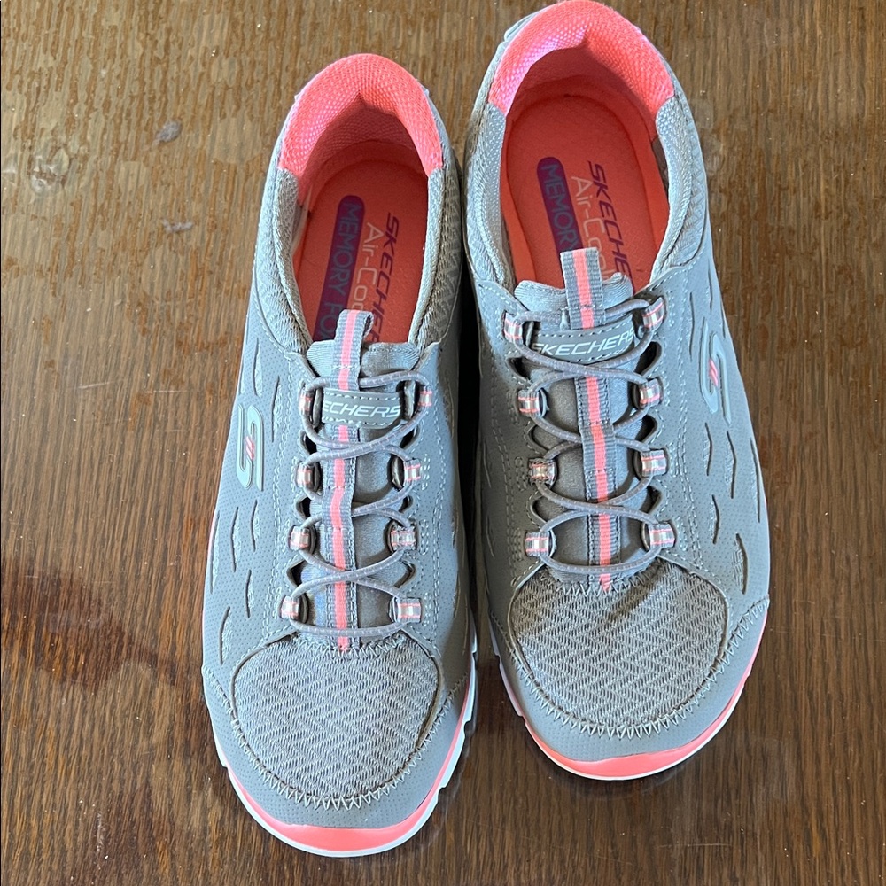 Skechers Women's Sporty Gray and Coral Sneakers